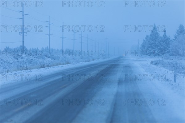 Snow on highway in Bellevue, Idaho