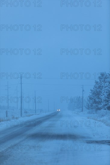 Snow on highway in Bellevue, Idaho