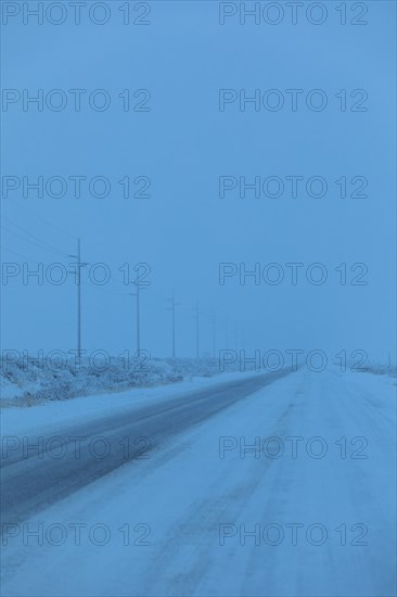 Snow on highway in Bellevue, Idaho