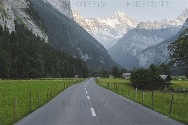 Highway and mountains in Lauterbrunnen, Switzerland