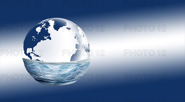Digitally generated image of Earth with protective mask