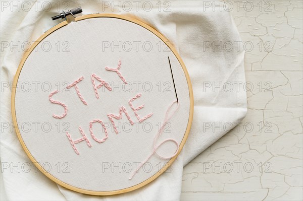 Stay Home embroidery