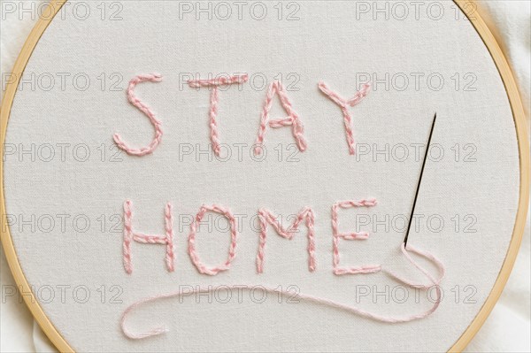 Stay Home embroidery
