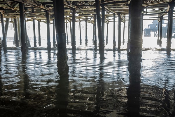 USA, California, Santa Monica, Pillars under Santa Monica pier