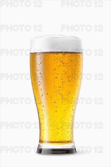 Glass of beer on white background