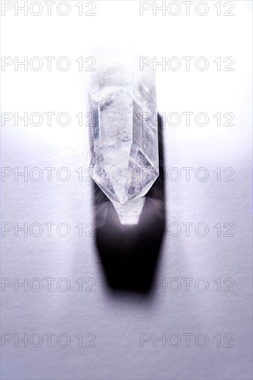 Quartz crystal on white background