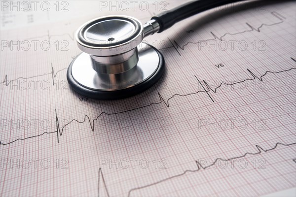 Stethoscope on electrocardiogram