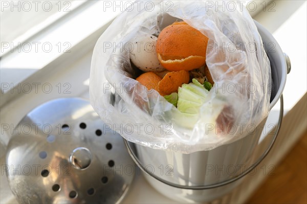 Compost bin on windowsill