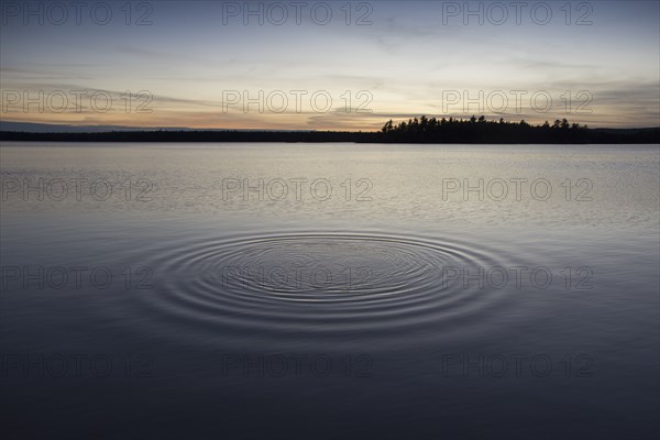 Ripples in lake at sunset