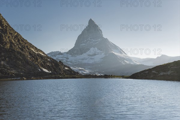 Matterhorn mountain and lake in Valais, Switzerland