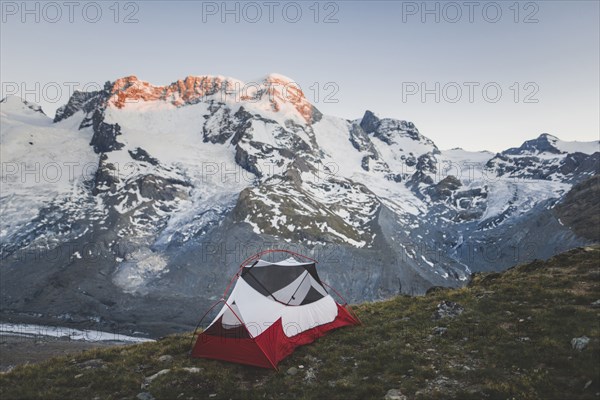 Tent by Gorner Glacier in Valais, Switzerland