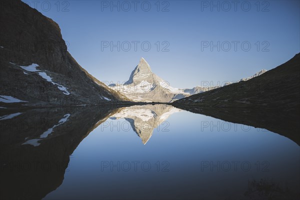 Matterhorn mountain and lake in Valais, Switzerland