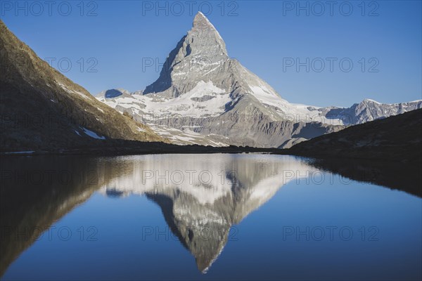 Matterhorn mountain and lake in Valais, Switzerland