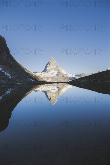 Matterhorn mountain and lake in Valais, Switzerland