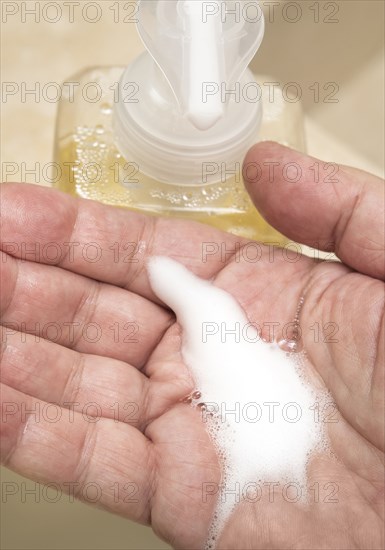 Foaming soap on hand