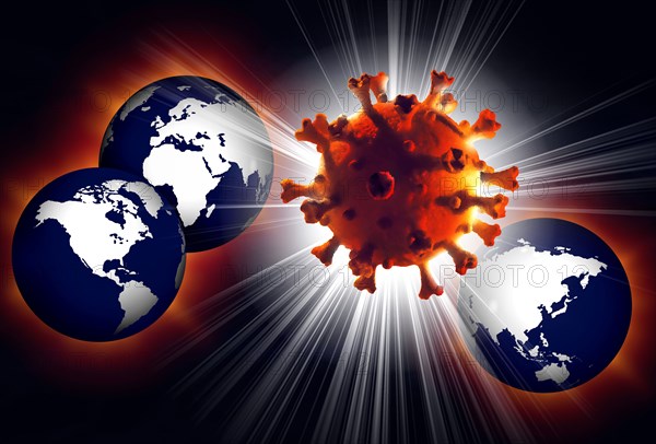 Model of Coronavirus spreading pandemic over globe