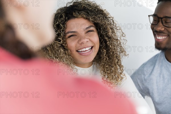 Portrait of woman hanging out with friends