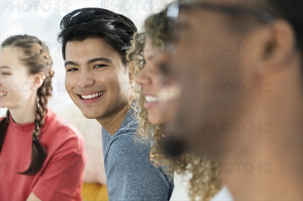 Group of friends laughing together