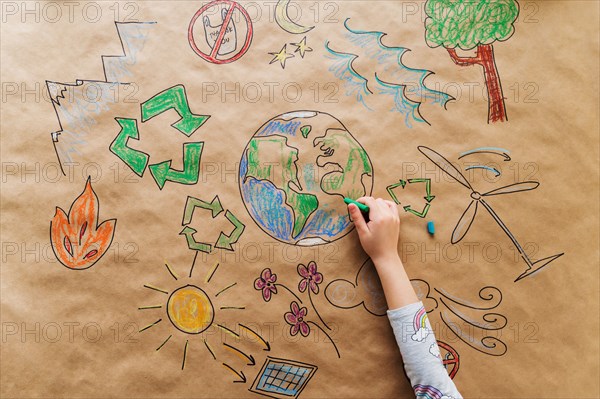 Girl drawing eco friendly poster