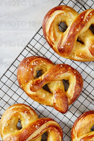 Pretzels on baking sheet