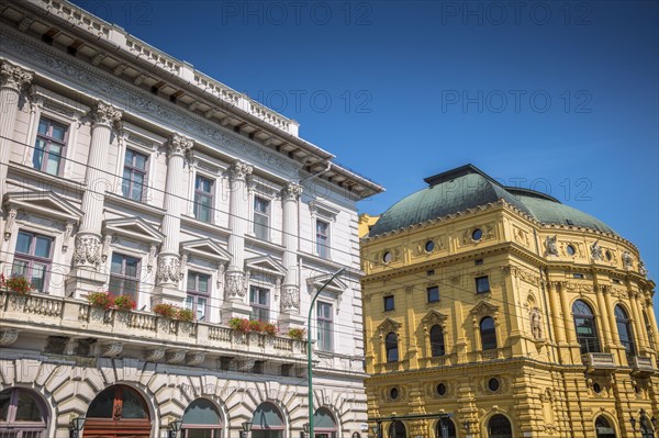 Hungary, Csongrad, Szeged, Townhouses in old town