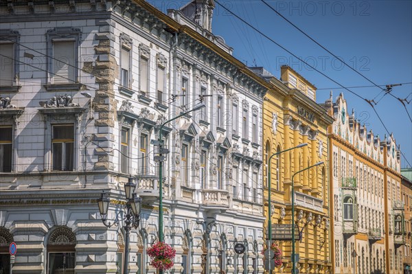 Hungary, Csongrad, Szeged, Townhouses in old town