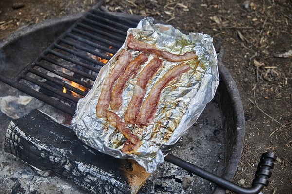 Bacon on barbecue grill