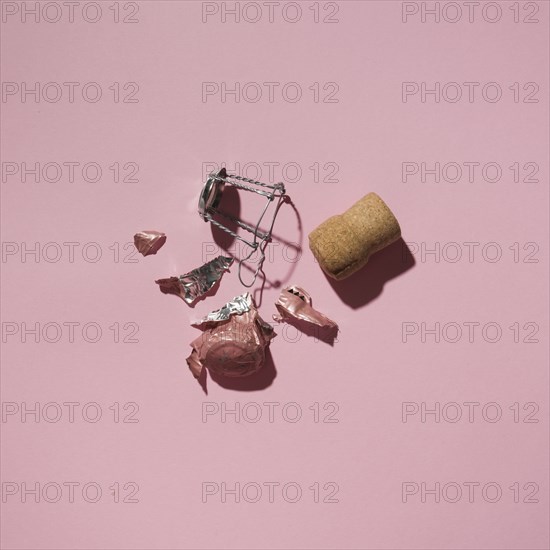 Studio shot of Champagne cork on pink background