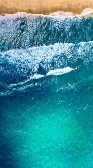 USA, Florida, Delray Beach, Overhead view of sea waves and sand