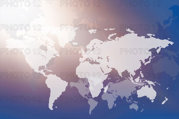 Digitally generated image of world map