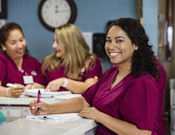 Nurses at reception desk