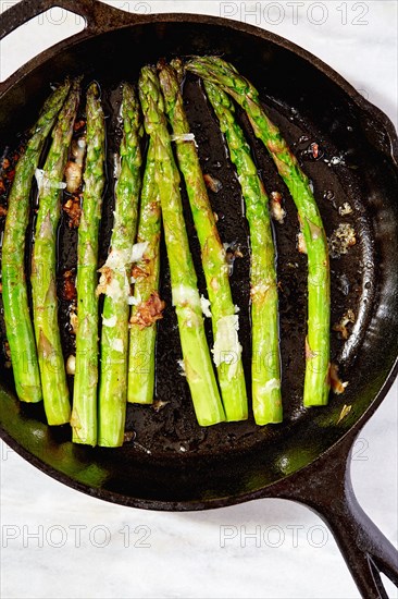 Asparagus in cast iron skillet