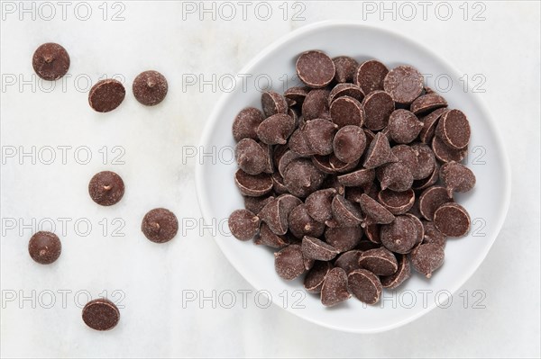 Chocolate chips in bowl