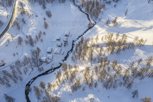 Switzerland, Canton Wallis, Simplon pass, Mountains on sunny day in winter