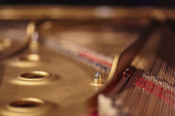 Close-up of piano strings