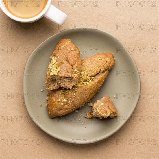 Greek honey and pistachio cookies on plate