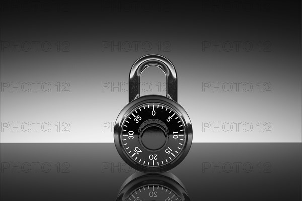 Studio shot of closed padlock