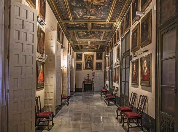 Spain, Seville, Portrait room in Archbishops Palace of Seville