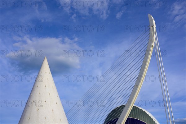 Spain, Valencia, High section of cuidad de las artes y sciencias against cloudy sky