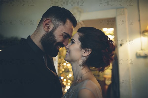 Romantic couple on date in restaurant