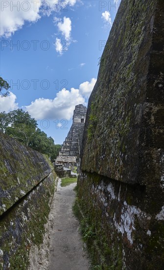 Guatamala, Tikal, View of Mayan pyramid