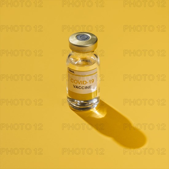 Studio shot of vial with Covid-19 vaccine