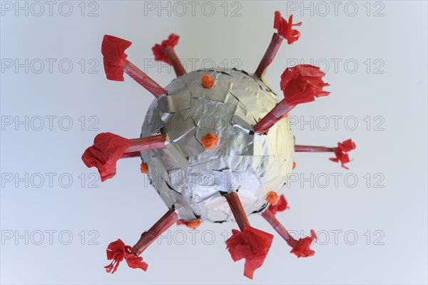 Papier mache model of coronavirus