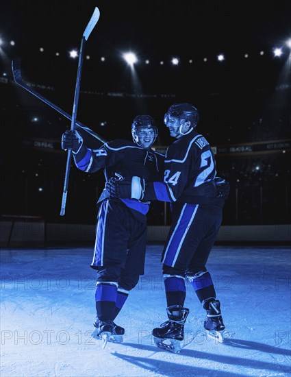 Hockey players celebrating