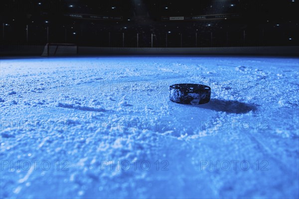 Hockey puck on ice