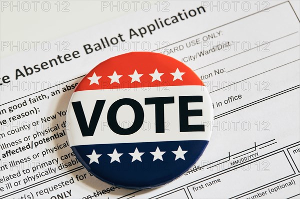 Vote pin on absentee ballot application