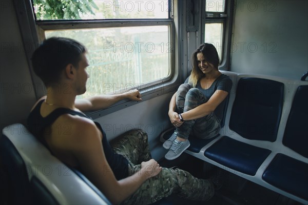 Couple on train