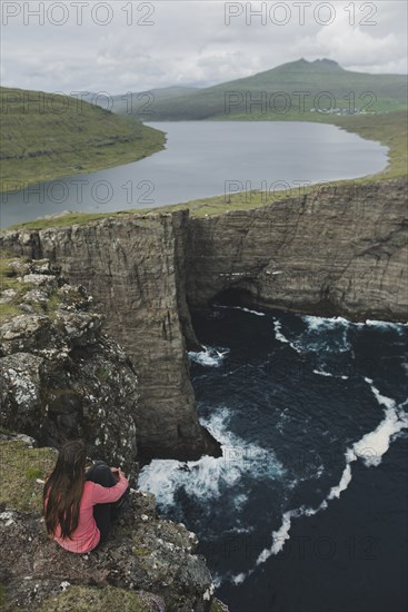 Denmark, Faroe Islands, Sorvagsvatn lake