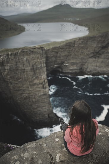 Denmark, Faroe Islands, Sorvagsvatn lake