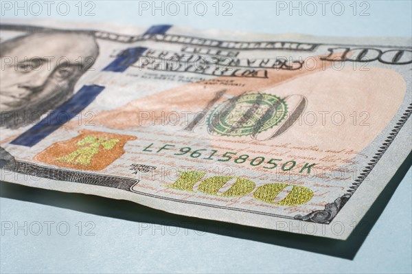 Close-up of US one hundred dollar bill